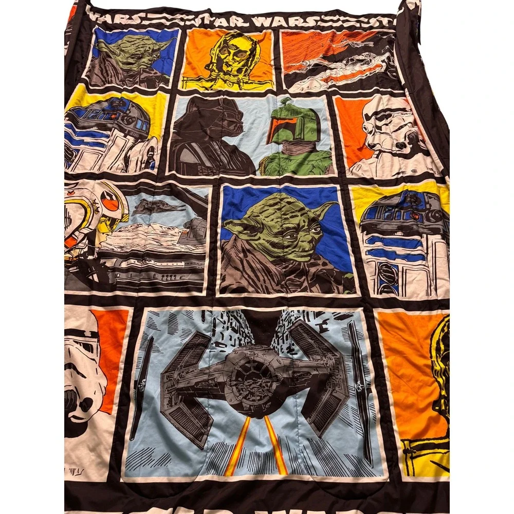 Star Wars Lucasfilm Reversible Comforter Grid Yoda Darth Vader Boba Fett Full